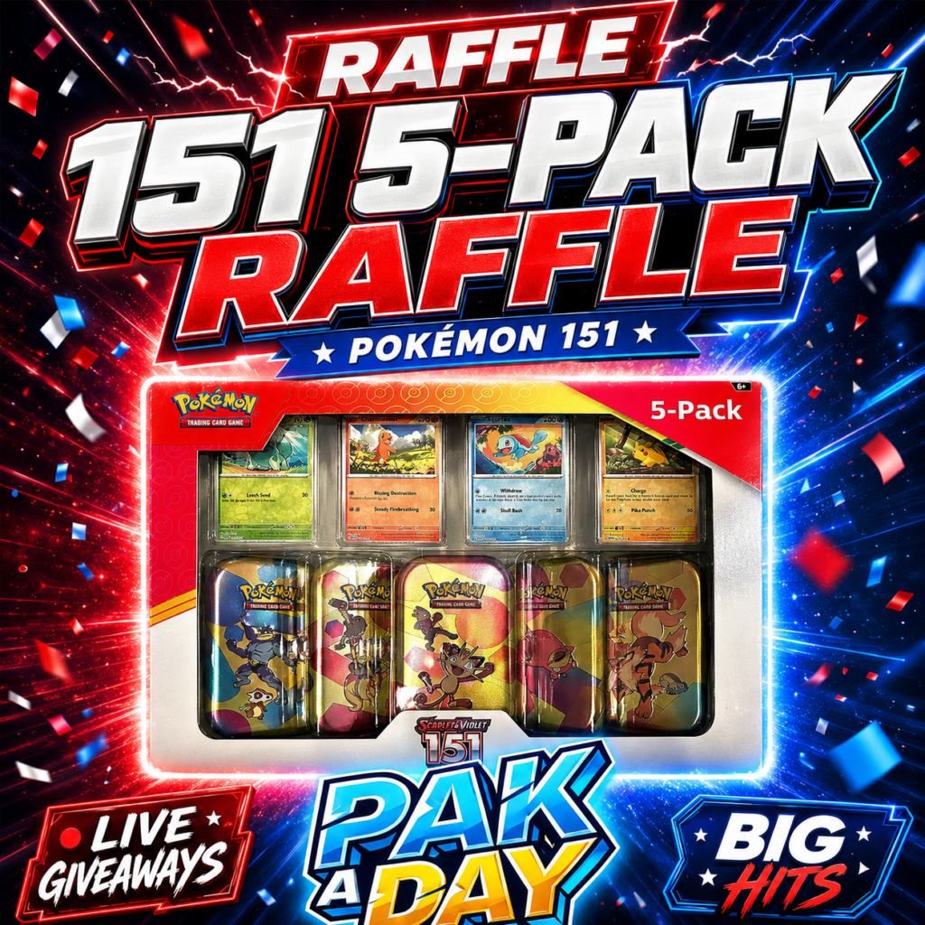 Raffle Pacz 🎟️ 151 5 Pack Mini Tins Raffle – Limited Entry! – Pakaday